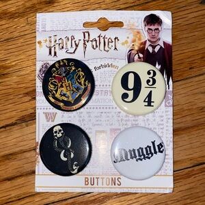 Harry Potter Themed Brooch Set - Black, White, Gold
